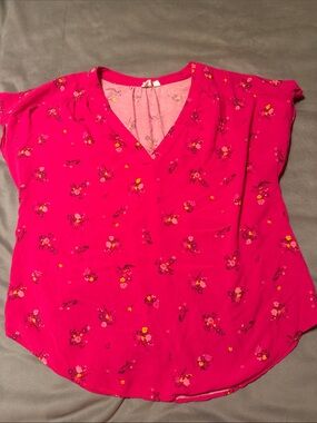 GAP Hot Pink Floral V-Neck Tunic